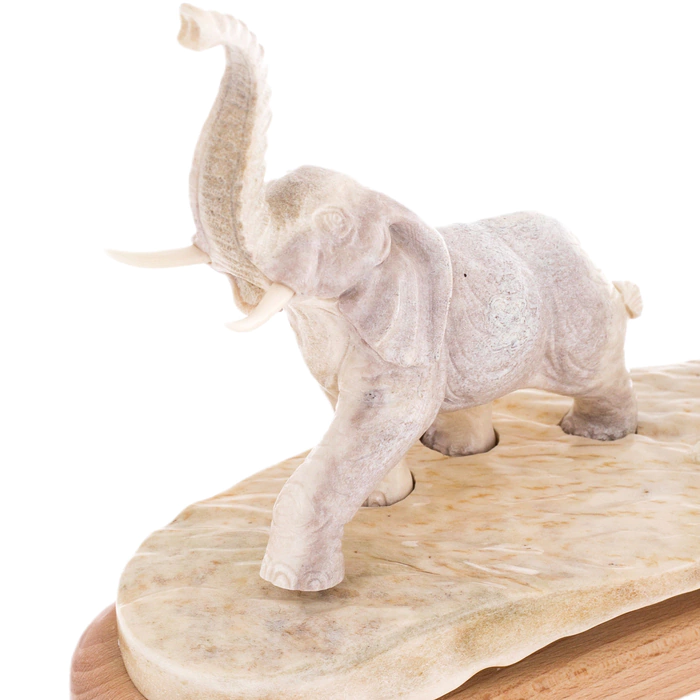 Moose horn sculpture "Elephants" on a stand