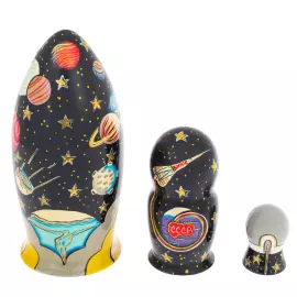 Матрешка на 3 места "Ракета. Космос" 21 см