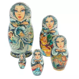 Matryoshka doll for 5 people "Snow Queen" 21 cm