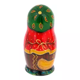 Матрешка на 5 мест "Кот с петухом" 15 см