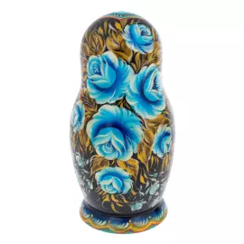 Матрешка на 5 мест "Кижи" синяя, 15 см