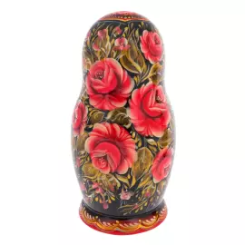 Matryoshka doll for 5 places "Kizhi" Bordeaux, 15 cm