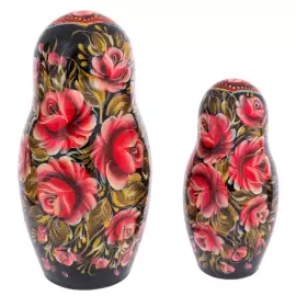 Matryoshka doll for 5 places "Kizhi" Bordeaux, 15 cm