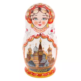 Матрешка на 5 мест "Москва" белая, 15 см
