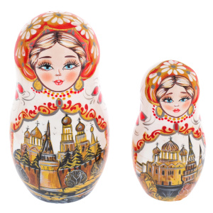 Matryoshka doll for 5 people "Moscow" white, 15 cm