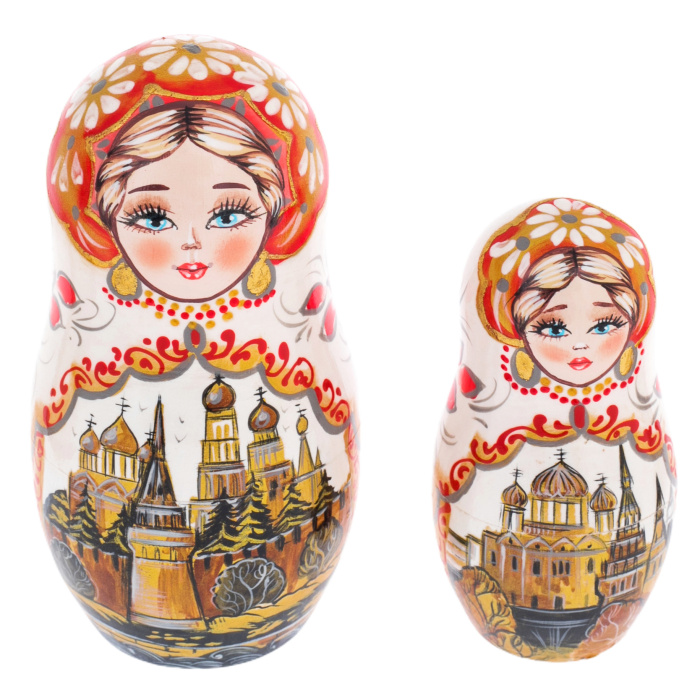Matryoshka doll for 5 people "Moscow" white, 15 cm