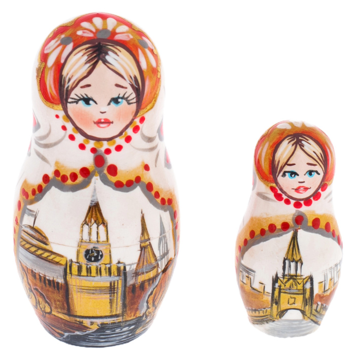 Matryoshka doll for 5 people "Moscow" white, 15 cm
