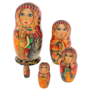 Matryoshka doll for 5 people "Firebird" 12.5 cm
