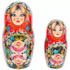 Matryoshka doll for 5 places "Bouquet" red, 18 cm