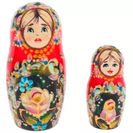 Matryoshka doll for 5 places "Bouquet" red, 18 cm