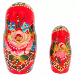 Matryoshka doll for 5 places "Bouquet" red, 18 cm