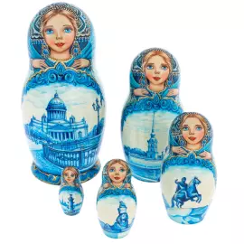 Matryoshka doll for 5 people "Saint Petersburg" 21 cm