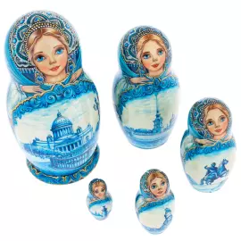 Matryoshka doll for 5 people "Saint Petersburg" 21 cm