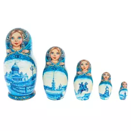 Matryoshka doll for 5 people "Saint Petersburg" 21 cm