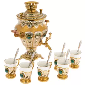 Чайный набор с самоваром "Чаепитие" на 6 персон, Златоуст