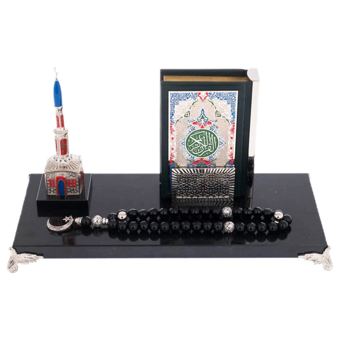 Dolerite and brass composition "Koran with Mosque" with rosary beads, Zlatoust