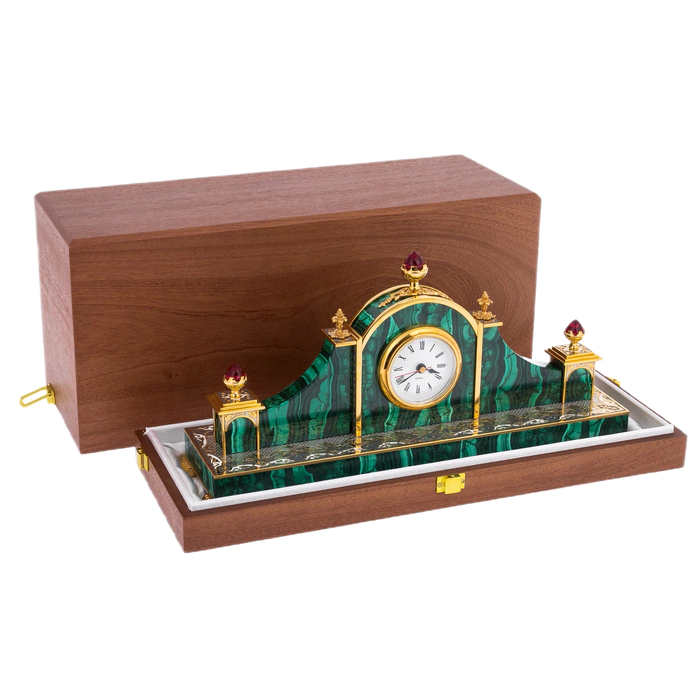 Malachite clock "Residence" Zlatoust