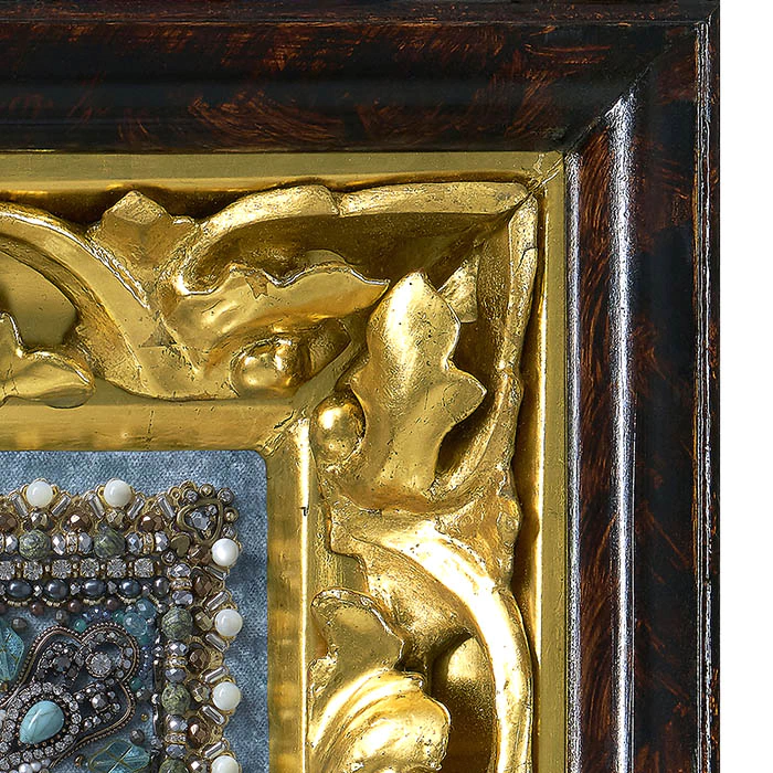 Embroidered icon of St. Luke of Crimea in antique frame and case