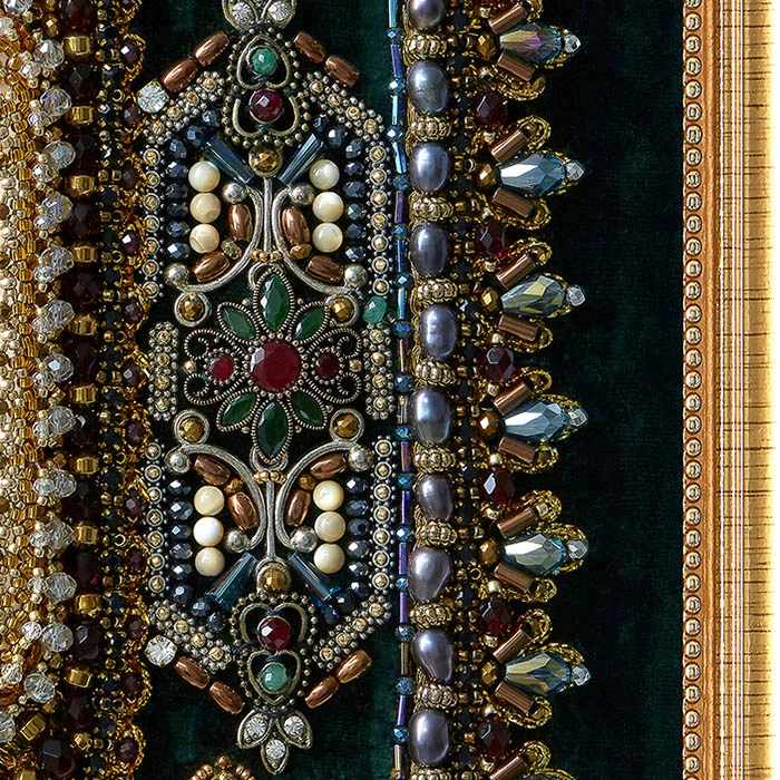 The embroidered icon "The Righteous Warrior Feodor Ushakov" in a frame and a case