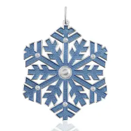 Елочная игрушка из серебра "Снежинка" с ювелирным стеклом Елочная игрушка из серебра "Снежинка" с ювелирным стеклом