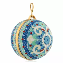 Елочный шар "Расписной" голубой