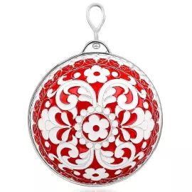 Елочный шар "Роспись" красный