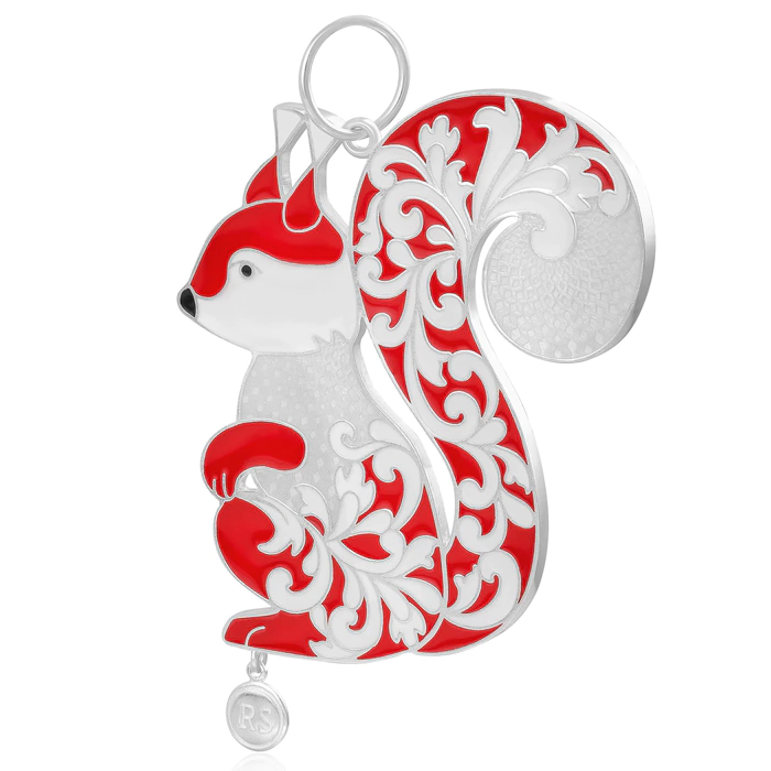 Silver Christmas tree toy "Squirrel" red and white