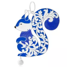 Елочная игрушка из серебра "Белочка" синяя