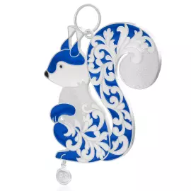 Елочная игрушка из серебра "Белочка" сине-белая