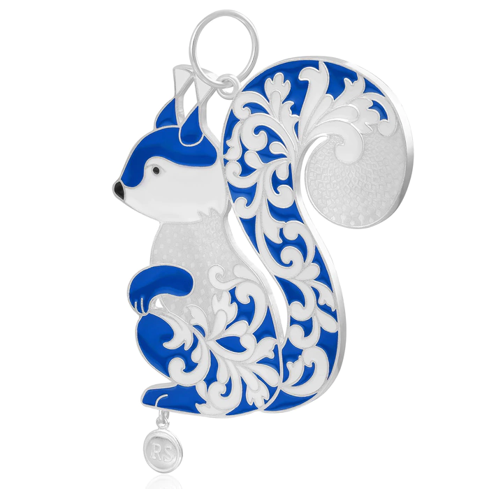 Silver Christmas tree toy "Squirrel" blue and white