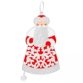 Елочная игрушка из серебра "Дед Мороз" красно-белая