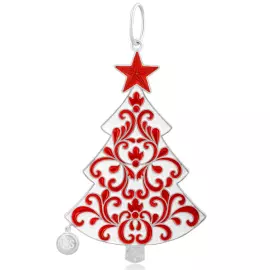 Елочная игрушка из серебра "Ёлочка" красная