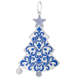 Елочная игрушка из серебра "Ёлочка" синяя