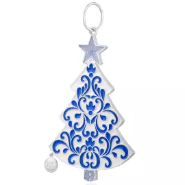 Елочная игрушка из серебра "Ёлочка" синяя