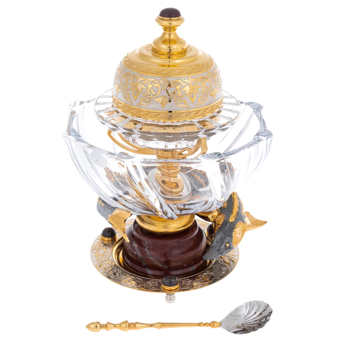 Caviar bowl with jasper "Poseidon" Zlatoust