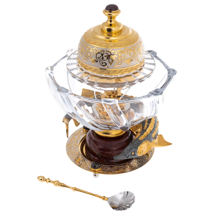 Caviar bowl with jasper "Poseidon" Zlatoust
