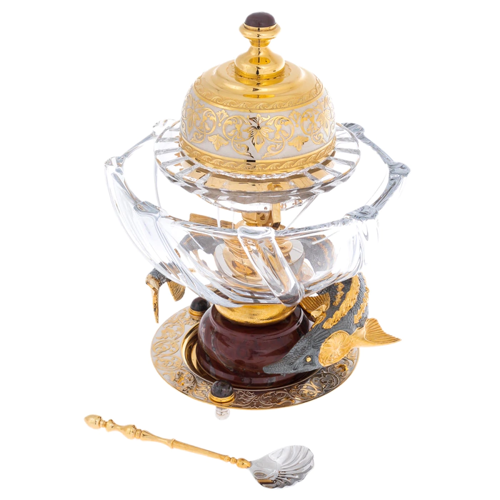 Caviar bowl with jasper "Poseidon" Zlatoust