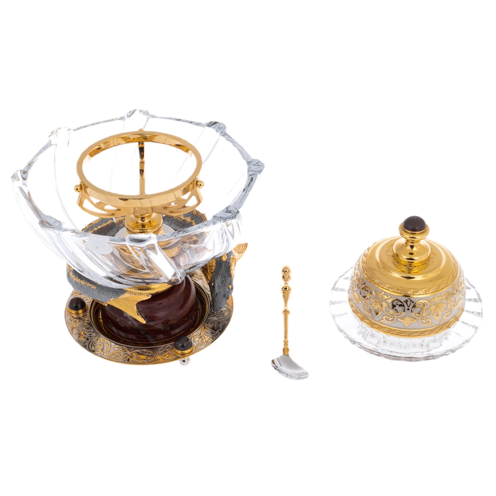 Caviar bowl with jasper "Poseidon" Zlatoust