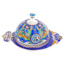 Икорница "Царская" с финифтью Икорница "Царская" с финифтью