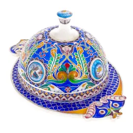 Икорница "Царская" с финифтью Икорница "Царская" с финифтью