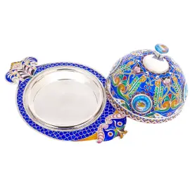 Икорница "Царская" с финифтью Икорница "Царская" с финифтью