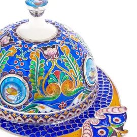 Икорница "Царская" с финифтью Икорница "Царская" с финифтью