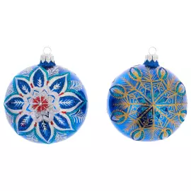 Set of 6 Fairy Pattern Christmas balls in a musical painted box