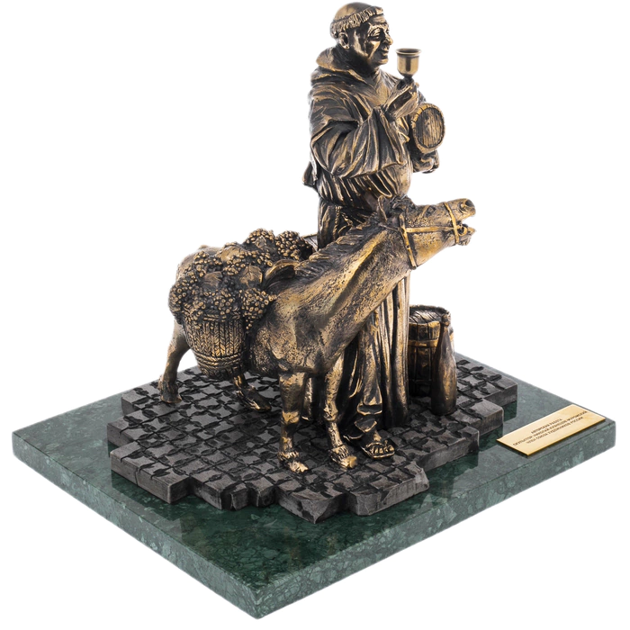 Bronze and marble statuette "Monk"
