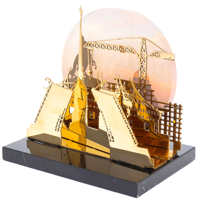 Brass business souvenir "We are building cities. St. Petersburg"