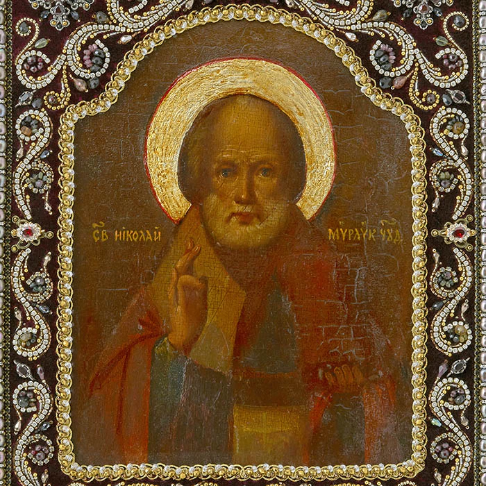 Embroidered icon of St. Nicholas the Wonderworker
