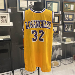 Autographed jersey of basketball player Magic Johnson