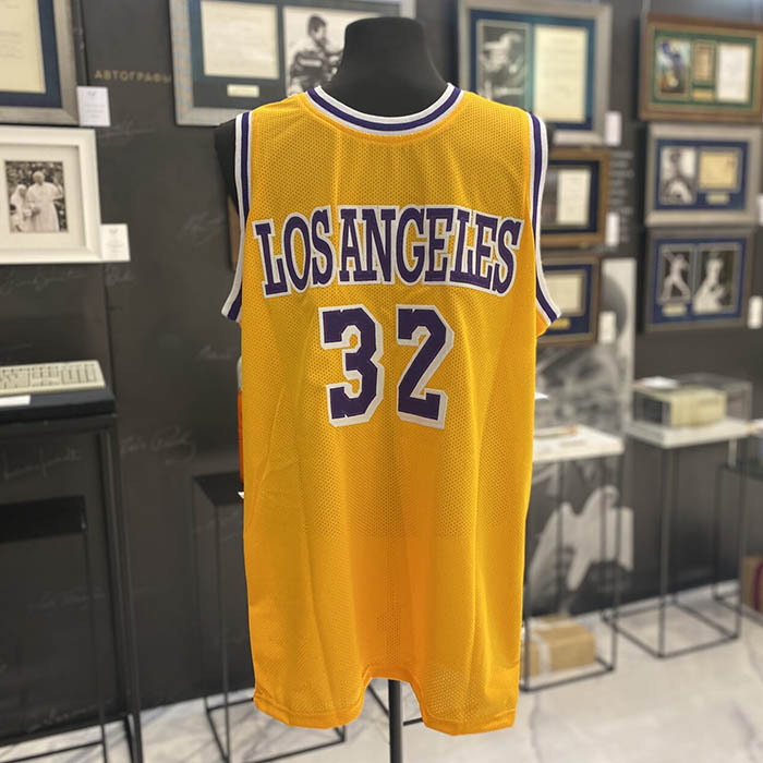 Autographed jersey of basketball player Magic Johnson