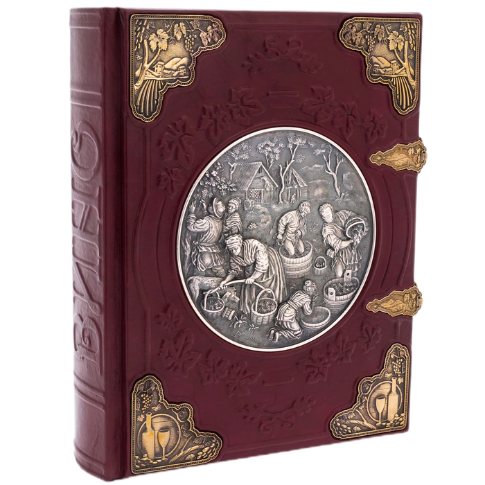 Leather-bound gift book "Wine" by A. Domine, in a box