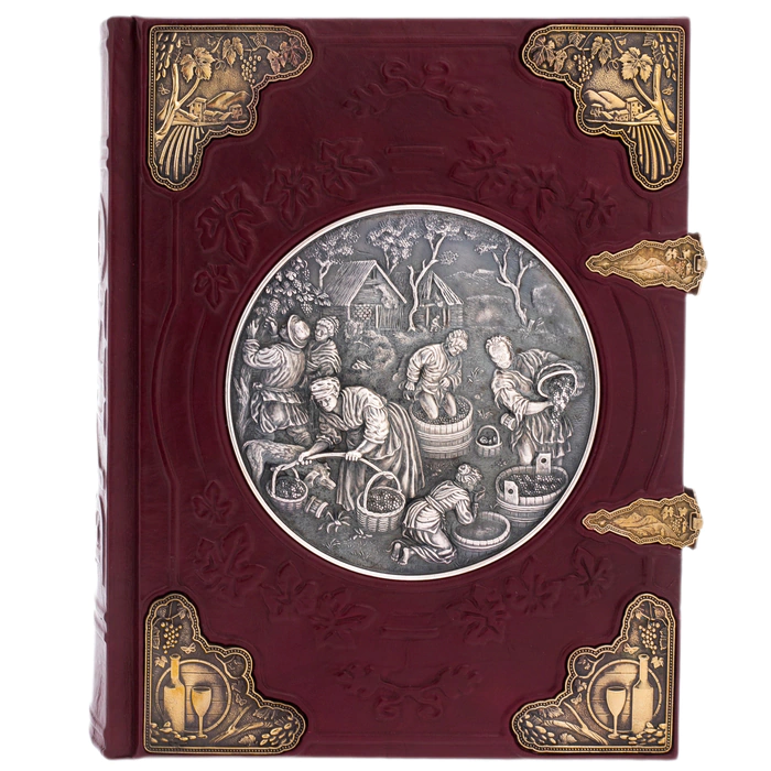 Leather-bound gift book "Wine" by A. Domine, in a box